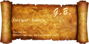 Gerger Bence névjegykártya